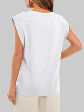 White Sleeveless Shoulder-Padded Top for Women