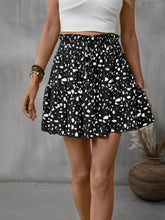 White Spotted Tiered Mini Skirt for Women Black