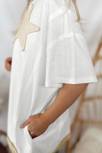 White Star Appliqué Oversized T Shirt for Women