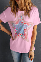 White Star Design Cotton T-Shirt for Women Blush Pink