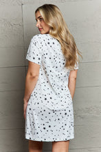 White Star Pattern Sleepwear Dress with Short Sleeves