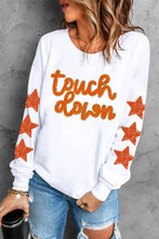 Letter & Star Round Neck Long Sleeve Sweatshirt White Woman Sweatshirts