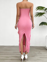 Weißes trägerloses Maxikleid mit Rüschen Maxikleider