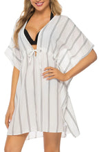 White Striped Kaftan Dress Beach Cover-Up White