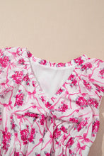 White Summer Dress with Pink Floral and Ribbon Pattern