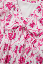 White Summer Dress with Pink Floral and Ribbon Pattern Casual Dresses