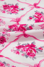 White Summer Dress with Pink Floral and Ribbon Pattern Casual Dresses