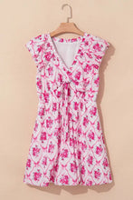 White Summer Dress with Pink Floral and Ribbon Pattern Casual Dresses