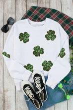 Sequin Lucky Clover Long Sleeve Sweatshirt Woman Sweatshirts