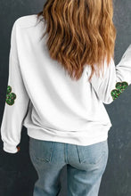 Sequin Lucky Clover Long Sleeve Sweatshirt Woman Sweatshirts