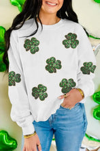 Sequin Lucky Clover Long Sleeve Sweatshirt Woman Sweatshirts