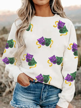 Sequin Round Neck Long Sleeve Sweatshirt White Woman Sweatshirts