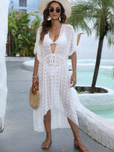 Swiss Dot White Sheer Beach Cover Up for Women
