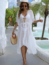Swiss Dot White Sheer Beach Cover Up for Women