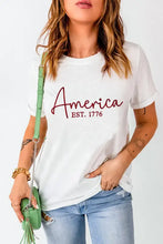 White T Shirt with America EST 1776 Text for Women Woman T Shirts