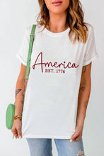 White T Shirt with America EST 1776 Text for Women