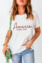 White T Shirt with America EST 1776 Text for Women