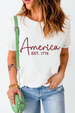 White T Shirt with America EST 1776 Text for Women