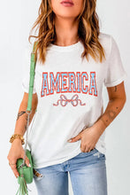 White T Shirt with America Graphic for Women