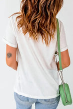 White T-Shirt with American Flag Bow Sequin Detail Woman T Shirts