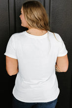 White T-Shirt with American Flag Star Sequin Embellishments