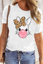 White T-Shirt with Bunny Graphic for Women