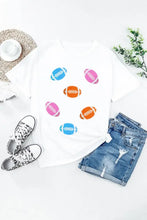 White T-Shirt with Colorful Football Pattern for Women Woman T Shirts