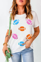 White T-Shirt with Colorful Football Pattern for Women