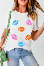 White T-Shirt with Colorful Football Pattern for Women