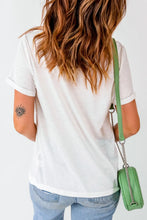 White T Shirt with Colorful Sequin Guitar Pattern for Women