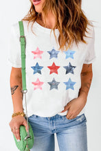 White T-Shirt with Colorful Star Pattern for Women