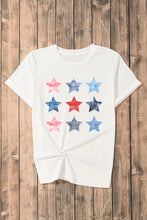 White T-Shirt with Colorful Star Pattern for Women