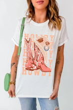 White T-Shirt with Cowboy Hat and Boots Graphic for Women