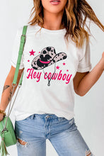 White T-Shirt with Cowboy Hat Graphic for Women