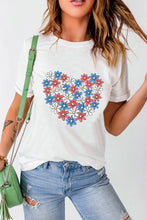 White T-Shirt with Floral Heart Design for Women