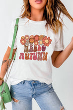 White T-Shirt with Floral Hello Autumn Design