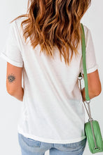 White T-Shirt with Green Lucky Sequin Lettering for Women