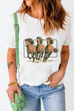 White T-Shirt with Horse Graphic for Women