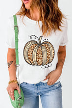 White T Shirt with Leopard Print Pumpkin Design