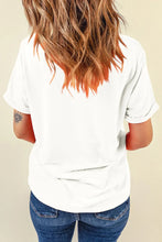 White T-Shirt with Mama Leopard Print Design and Rolled Sleeves