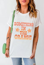 White T Shirt with Orange Text for Women White