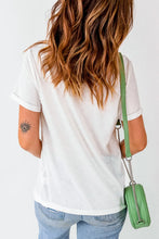 White T Shirt with Orange Text for Women