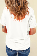 White T-Shirt with Patriotic Sequin Bow for Women
