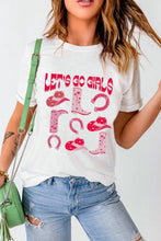 White T-Shirt with Pink Cowboy Graphics for Women White