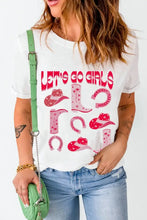 White T-Shirt with Pink Cowboy Graphics for Women Woman T Shirts