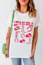 White T-Shirt with Pink Cowboy Graphics for Women