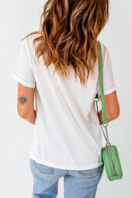 White T-Shirt with Pink Cowboy Graphics for Women
