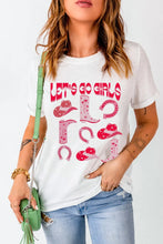 White T-Shirt with Pink Cowboy Graphics for Women