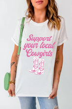 White T-Shirt with Pink Support Your Local Cowgirls Graphic