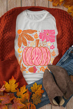 White T Shirt with Pumpkin Graphic for Women